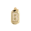 Golden oval pendant with crystal-encrusted letter B and polished metal finish - Letter B
