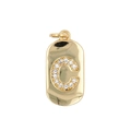 Minimalist gold-plated rectangle pendant with sparkling zircon letter C charm - Letter C