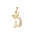 Hip hop style gold plated crown letter D pendant with micro paved cubic zirconia - Letter D