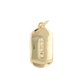 Pendente ovale dorato con sei zirconi cubici verticali per collana fai da te elegante - Lettera I