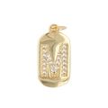 Pendente rettangolare in oro lucido con lettera M in zirconi e finitura elegante - Taglia M