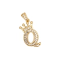 Pendentif couronne et lettre Q style hip hop doré serti de zircons cubiques brillants - Lettre Q