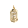 Collana minimalista dorata con pendente ovale e lettera R decorata con cristalli - Lettera R