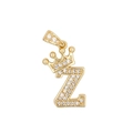 Pendentif lettre Z dorée avec couronne et zircons sertis au style hip-hop chic - Lettre Z