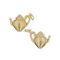 Colgante tetera vintage dorado con textura de relieve detallada en un diseño creativo - Colgante con Cadena / Dorado