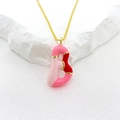 Colorful balloon letter B pendant necklace with pink and red enamel on a gold chain - Letter B Style / Pink / Red / Gold