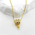 Golden box chain necklace with a cylindrical zircon-encrusted connector pendant base - Cylindrical Pendant Setting (2) / Gold (2)