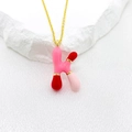 Colorful bubble letter K pendant necklace with red and pink enamel in gold finish - Letter K Style