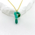 Bubble letter P pendant necklace with green enamel inlay and gold plated metal frame - Letter P Style