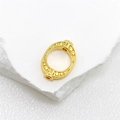 Polished gold alloy oval jewelry pendant with embossed dot texture for DIY crafts - Gold