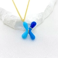 Golden balloon letter X pendant necklace with light and dark blue enamel drip finish - Letter X Style