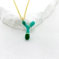 Golden necklace with green drip oil bubble letter Y pendant in minimalist 3D design - Letter Y Style