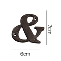 Rustic black cast iron ampersand symbol with matte texture and mounting holes, 7x6cm - Symbol-&
