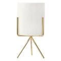 Modern white ceramic plant pot with elegant tripod golden metal stand for home decor - Large Gold Style