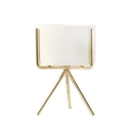 Minimalist white cylindrical ceramic planter with modern golden metal tripod stand - Small Gold Style