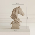 Retro horse head sculpture in grey sandstone finish with elegant square pedestal - Sandstone Horse Head - Mini