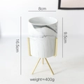 Minimalist white marble ceramic flower pot with elegant golden metal tripod stand - Large / Gold