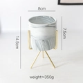 Modern marble pattern ceramic flower pot with gold tripod stand and dimensions - M / Gold