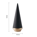 Décoration cône en céramique noir mat 26cm avec socle doré élégant à étages - Grand (Noir)
