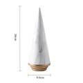 Nordic white marble pattern ceramic cone decor with gold base standing 26cm tall - Large (White)
