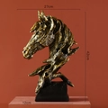 Escultura artística cabeza de caballo en bronce con base negra, estilo country, alto 42cm - Escultura de Cabeza de Caballo / Grande (42cm) / Bronce antiguo