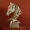 Escultura artística de cabeza de caballo en gres beige, 27x42x12cm para decoración - Escultura de Cabeza de Caballo / Grande (42cm) / Color Arenisca