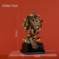 Regal golden lion head sculpture on a black resin base, 32cm height home decor piece - Gold Lion Head - Large