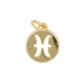 Golden round pendant featuring a hollowed-out Pisces zodiac symbol for DIY jewelry - Pisces 1 (Pendant Only (Without Chain)) / Gold