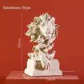 Retro sandstone lion head sculpture on square base with detailed texture 32cm high - Sandstone Lion Head - Large