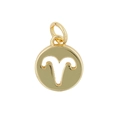 Golden round Aries zodiac sign pendant with hollow design for DIY jewelry making - Aries 1 (Pendant Only (Without Chain)) / Gold