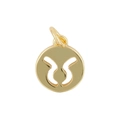 Golden round pendant charm featuring a minimalist hollow Taurus zodiac symbol - Taurus 1 (Pendant Only (Without Chain)) / Gold