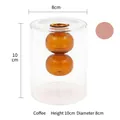 Modern Nordic double-layer glass vase in coffee brown finish with 10cm height - Style A (Coffee Short)
