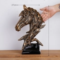 Nordic resin horse head sculpture in antique bronze gold finish with 42cm height - Antique Bronze Horse Head - Large