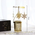 Goldener drehbarer Schneeflocken-Kerzenhalter, 17 cm hoch mit Glasbasis und Box - Schneeflocke Stil (S) / Gold
