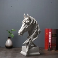 Nordic horse head resin statue ornament in cream white with stone texture finish - Sandstone Horse Head - Large
