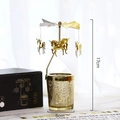 Goldener Karussell Kerzenhalter mit Einhörnern und Glasbecher mit Goldpünktchen 17cm - Einhorn Stil (Y) / Gold