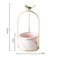 Pink ceramic planter with marble pattern and golden bird wire stand, 19.5cm height - Small / Bird Stand + Pink Marble Ceramic / Pink Marble Pattern