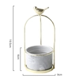 Nordic gray marble ceramic planter with golden metal stand and decorative bird ornament - Small / Bird Stand + Gray Marble Ceramic / Grey Marble Pattern