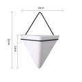 Minimalist white triangle wall planter with black metal geometric hanging frame, 21cm - Medium Triangle White Pot Black Rack
