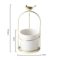 White ceramic flower pot with gold bird metal stand minimalist desktop decor - M / Bird Stand + White Ceramic / White