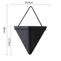 Modern Nordic wall-mounted black matte triangular metal planter pot for succulents - Large Triangle Black Pot Black Rack