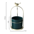 Dark green ceramic planter with gold metal bird stand in a luxury minimalist style - M / Bird Stand + Teal Ceramic / Teal