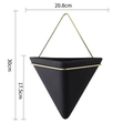 Nordic wall mounted geometric flower pot with black ceramic vase and gold metal hanger - Large Triangle Black Pot Gold Rack