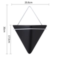 Nordic wall hanging planter with black geometric container and white metal frame size specs - Large Triangle Black Pot White Rack
