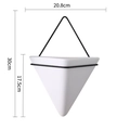 Minimalist white ceramic triangle wall planter with black metal frame measurements - Large Triangle White Pot Black Rack