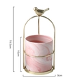 Pink marble ceramic flower pot with gold bird metal frame and elegant desk storage stand - Large / Bird Stand + Pink Marble Ceramic / Pink Marble Pattern