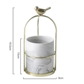 Modern marble ceramic vase with gold bird metal stand for desk storage and decor - Large / Bird Stand + Gray Marble Ceramic / Grey Marble Pattern
