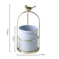 Nordic light blue marble ceramic storage jar with golden metal bird stand - Large / Bird Stand + Blue Marble Ceramic / Blue Marble
