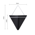 Nordic wall hanging triangular ceramic flower pot in matte black with white metal rack - Medium Triangle Black Pot White Rack