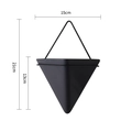Nordic wall hanging plant pot in matte black finish with triangle metal hanger - Medium Triangle Black Pot Black Rack